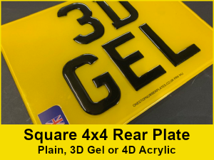 Square Rear Numberplate 4x4